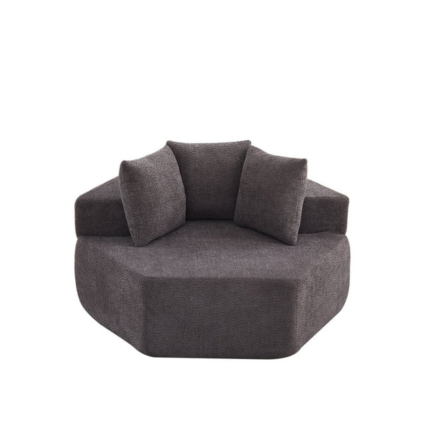 English Elm 54-inch Hexagonal Chenille Modular Lounge Chair with Spring Coil Fill for Any Room Grey W834P491345