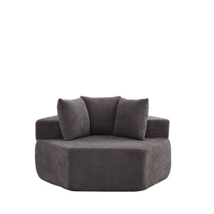 English Elm 54-inch Hexagonal Chenille Modular Lounge Chair with Spring Coil Fill for Any Room Grey W834P491345
