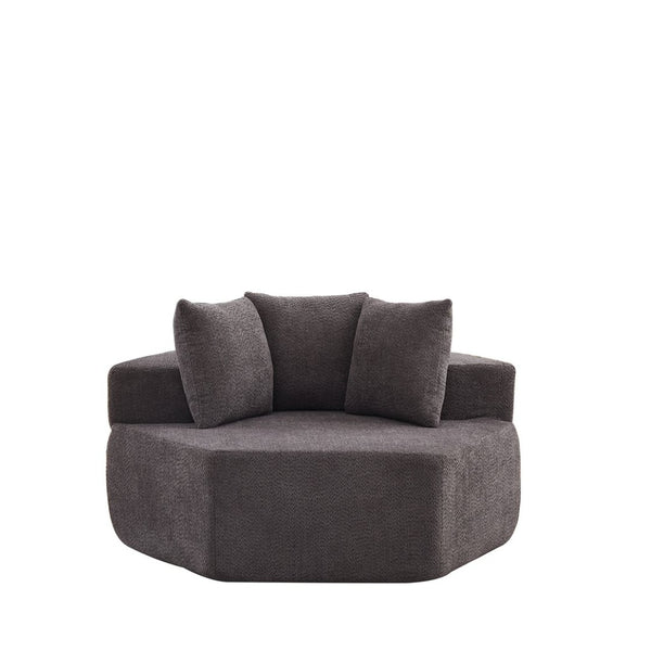 English Elm 54-inch Hexagonal Chenille Modular Lounge Chair with Spring Coil Fill for Any Room Grey W834P491345