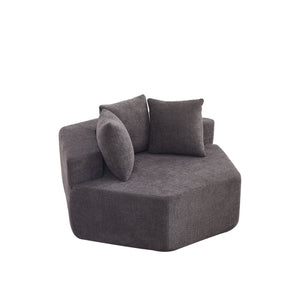 English Elm 54-inch Hexagonal Chenille Modular Lounge Chair with Spring Coil Fill for Any Room Grey W834P491345