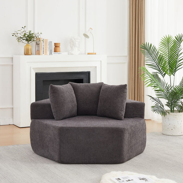 English Elm 54-inch Hexagonal Chenille Modular Lounge Chair with Spring Coil Fill for Any Room Grey W834P491345