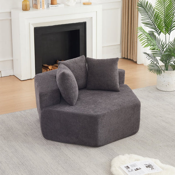English Elm 54-inch Hexagonal Chenille Modular Lounge Chair with Spring Coil Fill for Any Room Grey W834P491345