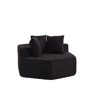 English Elm 54-inch Hexagonal Chenille Modular Lounge Chair with Spring Coil Fill for Any Room Black W834P491346