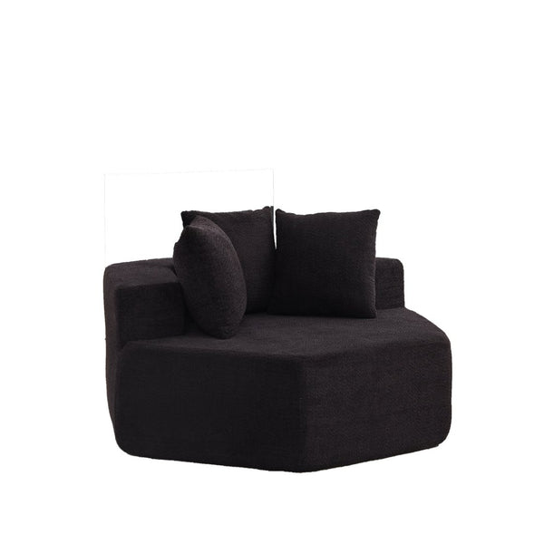 English Elm 54-inch Hexagonal Chenille Modular Lounge Chair with Spring Coil Fill for Any Room Black W834P491346