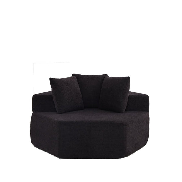 English Elm 54-inch Hexagonal Chenille Modular Lounge Chair with Spring Coil Fill for Any Room Black W834P491346