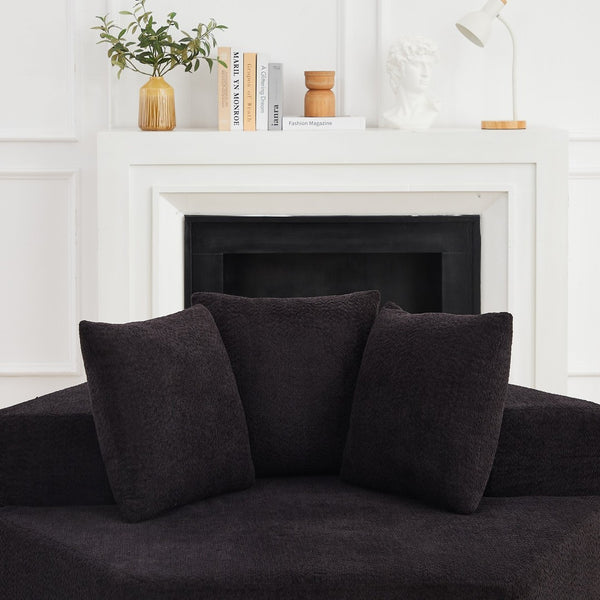 English Elm 54-inch Hexagonal Chenille Modular Lounge Chair with Spring Coil Fill for Any Room Black W834P491346