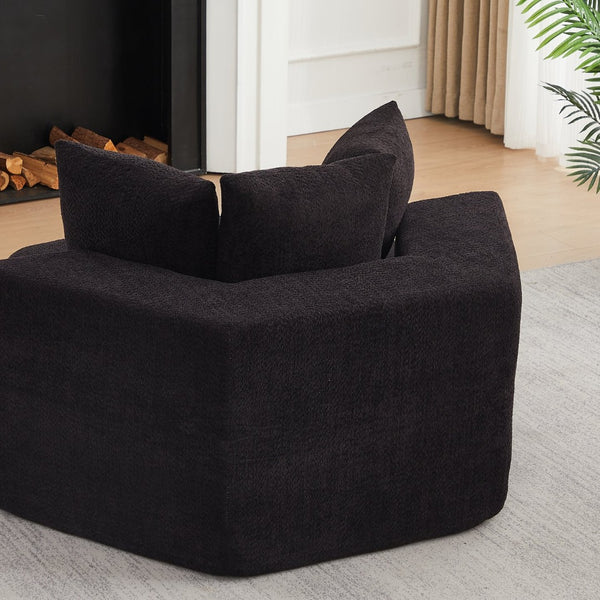 English Elm 54-inch Hexagonal Chenille Modular Lounge Chair with Spring Coil Fill for Any Room Black W834P491346