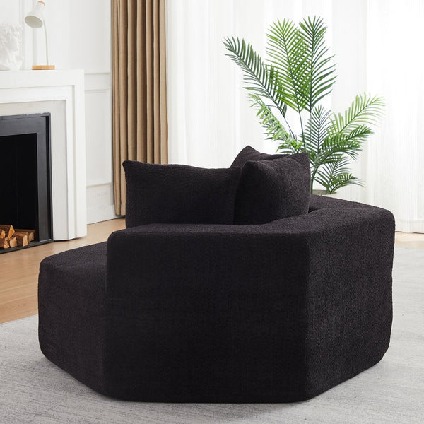 English Elm 54-inch Hexagonal Chenille Modular Lounge Chair with Spring Coil Fill for Any Room Black W834P491346