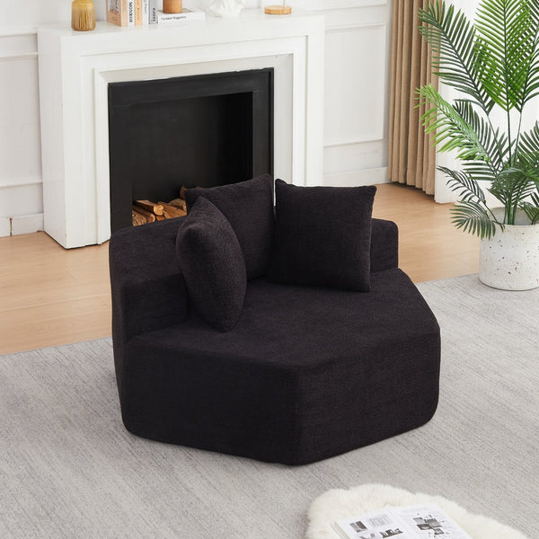 English Elm 54-inch Hexagonal Chenille Modular Lounge Chair with Spring Coil Fill for Any Room Black W834P491346