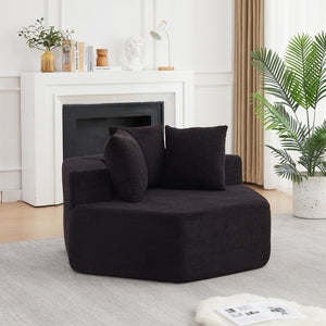 English Elm 54-inch Hexagonal Chenille Modular Lounge Chair with Spring Coil Fill for Any Room Black W834P491346