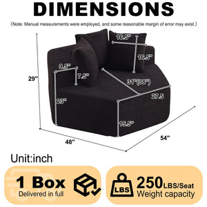 English Elm 54-inch Hexagonal Chenille Modular Lounge Chair with Spring Coil Fill for Any Room Black W834P491346