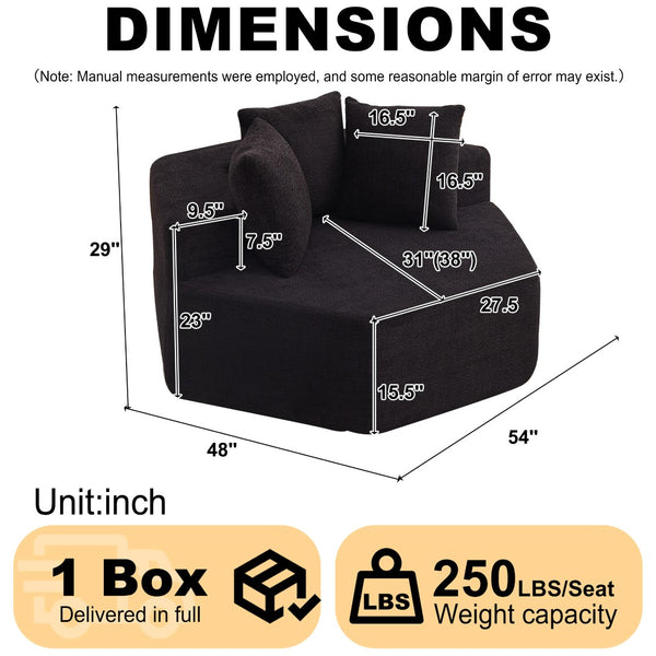 English Elm 54-inch Hexagonal Chenille Modular Lounge Chair with Spring Coil Fill for Any Room Black W834P491346