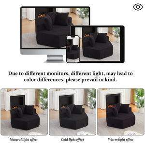 English Elm 54-inch Hexagonal Chenille Modular Lounge Chair with Spring Coil Fill for Any Room Black W834P491346