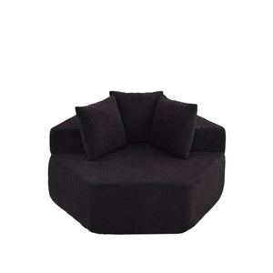 English Elm 54-inch Hexagonal Chenille Modular Lounge Chair with Spring Coil Fill for Any Room Black W834P491346