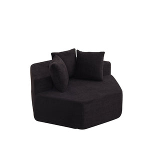 English Elm 54-inch Hexagonal Chenille Modular Lounge Chair with Spring Coil Fill for Any Room Black W834P491346