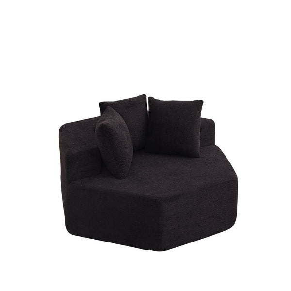 English Elm 54-inch Hexagonal Chenille Modular Lounge Chair with Spring Coil Fill for Any Room Black W834P491346