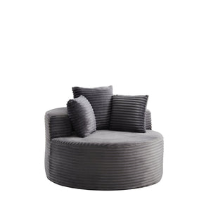 English Elm 43-inch Corduroy Round Lounge Chair Wraparound Armrest Spring Cushion for Bedroom Grey W834P491347