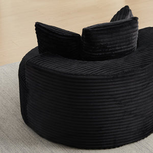 English Elm 43-inch Corduroy Round Lounge Chair Wraparound Armrest Spring Cushion for Bedroom Black W834P491348