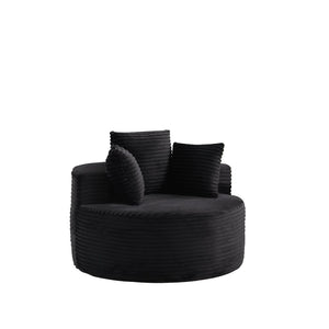 English Elm 43-inch Corduroy Round Lounge Chair Wraparound Armrest Spring Cushion for Bedroom Black W834P491348