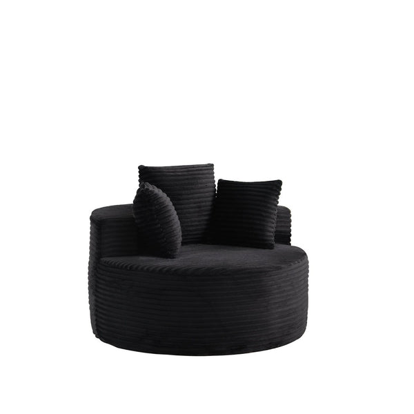 English Elm 43-inch Corduroy Round Lounge Chair Wraparound Armrest Spring Cushion for Bedroom Black W834P491348