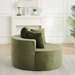 English Elm 43-inch Corduroy Round Lounge Chair Wraparound Armrest Spring Cushion for Bedroom Green W834P491349