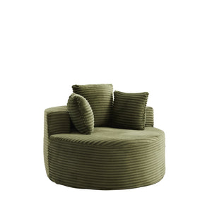 English Elm 43-inch Corduroy Round Lounge Chair Wraparound Armrest Spring Cushion for Bedroom Green W834P491349