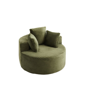 English Elm 43-inch Corduroy Round Lounge Chair Wraparound Armrest Spring Cushion for Bedroom Green W834P491349