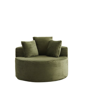 English Elm 43-inch Corduroy Round Lounge Chair Wraparound Armrest Spring Cushion for Bedroom Green W834P491349