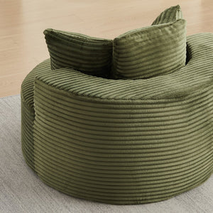 English Elm 43-inch Corduroy Round Lounge Chair Wraparound Armrest Spring Cushion for Bedroom Green W834P491349