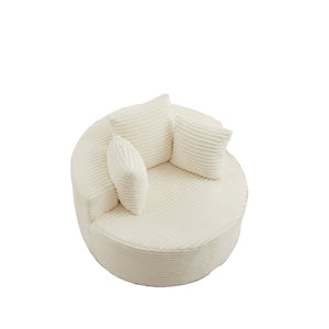 English Elm 43-inch Corduroy Round Lounge Chair Wraparound Armrest Spring Cushion for Bedroom Beige W834P491351
