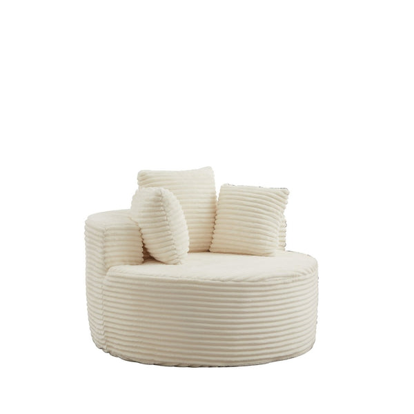 English Elm 43-inch Corduroy Round Lounge Chair Wraparound Armrest Spring Cushion for Bedroom Beige W834P491351