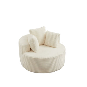 English Elm 43-inch Corduroy Round Lounge Chair Wraparound Armrest Spring Cushion for Bedroom Beige W834P491351