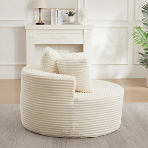 English Elm 43-inch Corduroy Round Lounge Chair Wraparound Armrest Spring Cushion for Bedroom Beige W834P491351