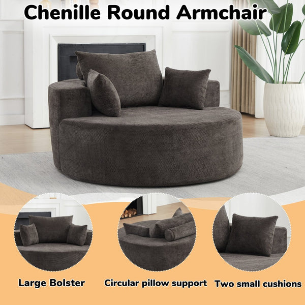English Elm 55'l Chenille Sleeper Lounge Chair Fluffy Spring Fill No Assembly Bedroom Ready W834P497330
