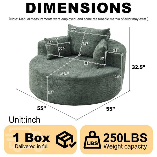 English Elm 55'L Chenille Sleeper Chair No Assembly Plush Spring Seat for Bedroom or Lounge W834P497332