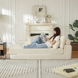 English Elm 78.5-Inch Corduroy Circular Cloud Sofa Modular Reclining Lounger for Living Rooms Beige - A W834P498882