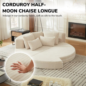 English Elm 78.5-Inch Corduroy Circular Cloud Sofa Modular Reclining Lounger for Living Rooms Beige - A W834P498882