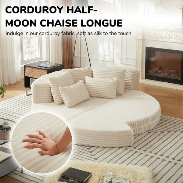 English Elm 78.5-Inch Corduroy Circular Cloud Sofa Modular Reclining Lounger for Living Rooms Beige - A W834P498882
