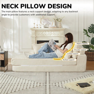 English Elm 78.5-Inch Corduroy Circular Cloud Sofa Modular Reclining Lounger for Living Rooms Beige - A W834P498882