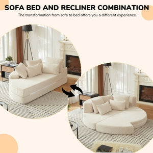 English Elm 78.5-Inch Corduroy Circular Cloud Sofa Modular Reclining Lounger for Living Rooms Beige - A W834P498882