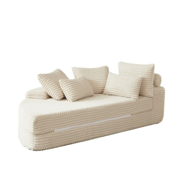 English Elm 78.5-Inch Corduroy Circular Cloud Sofa Modular Reclining Lounger for Living Rooms Beige - A W834P498882