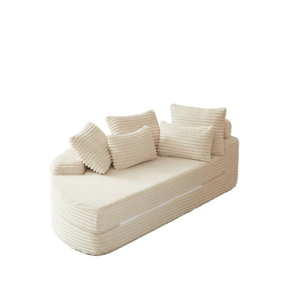 English Elm 78.5-Inch Corduroy Circular Cloud Sofa Modular Reclining Lounger for Living Rooms Beige - A W834P498882