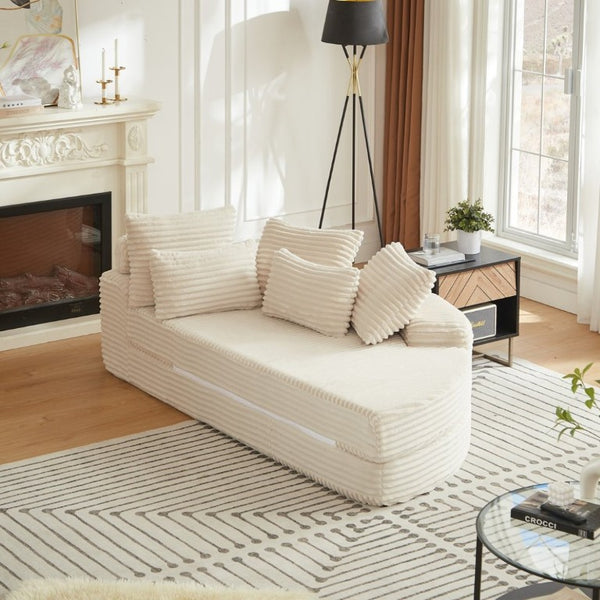 English Elm 78.5-Inch Corduroy Circular Cloud Sofa Modular Reclining Lounger for Living Rooms Beige - B W834P498883