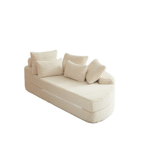 English Elm 78.5-Inch Corduroy Circular Cloud Sofa Modular Reclining Lounger for Living Rooms Beige - B W834P498883