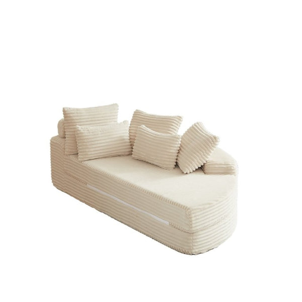 English Elm 78.5-Inch Corduroy Circular Cloud Sofa Modular Reclining Lounger for Living Rooms Beige - B W834P498883