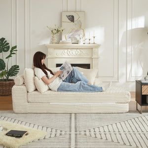 English Elm 78.5-Inch Corduroy Circular Cloud Sofa Modular Reclining Lounger for Living Rooms Beige - B W834P498883