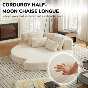 English Elm 78.5-Inch Corduroy Circular Cloud Sofa Modular Reclining Lounger for Living Rooms Beige - B W834P498883