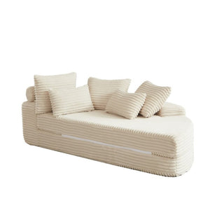 English Elm 78.5-Inch Corduroy Circular Cloud Sofa Modular Reclining Lounger for Living Rooms Beige - B W834P498883