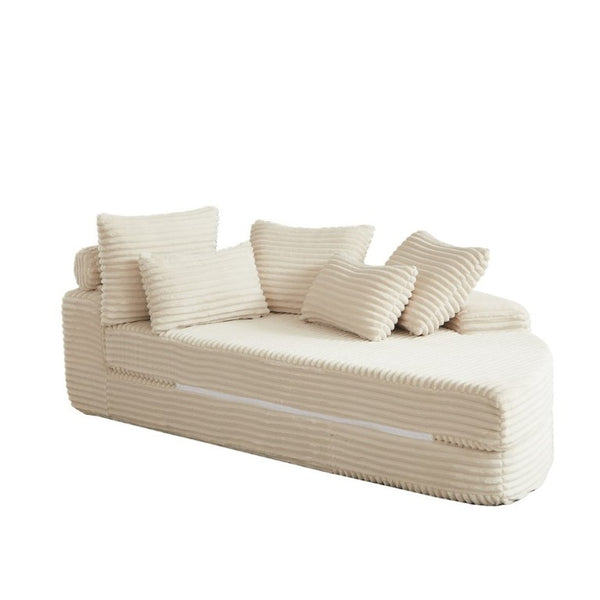 English Elm 78.5-Inch Corduroy Circular Cloud Sofa Modular Reclining Lounger for Living Rooms Beige - B W834P498883