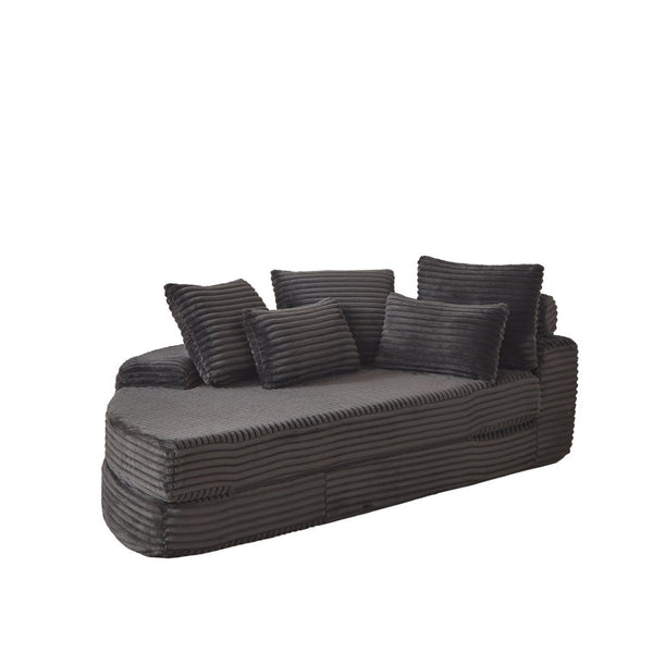 English Elm 78.5-inch Corduroy Circular Reclining Lounger with Neck Support and Throw Pillows W834P498884